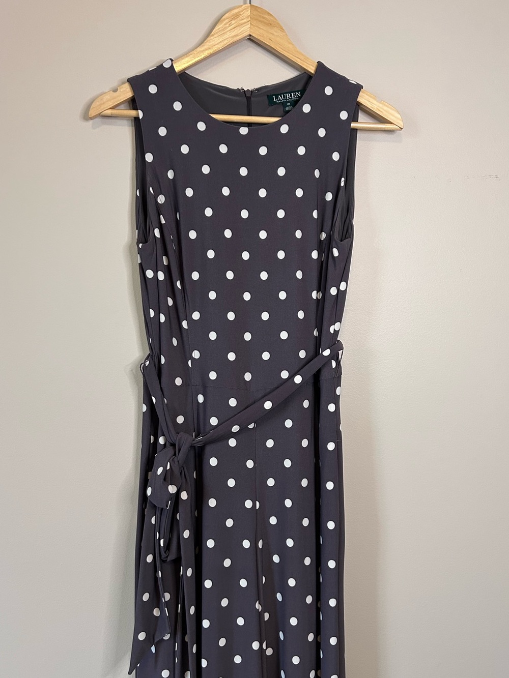 Lauren Ralph Lauren Dark Purple Lavender Polka Dot Wide Leg Jumpsuit Size 10 - Picture 6 of 9